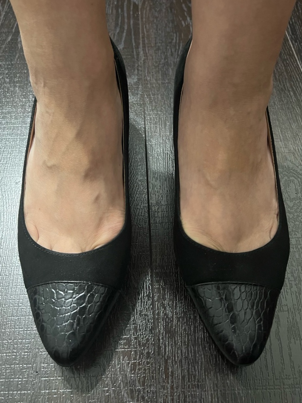 Cole Haan Grand.OS Black Suede Pumps – Pointed Toe Block Heel – Size 10.5B